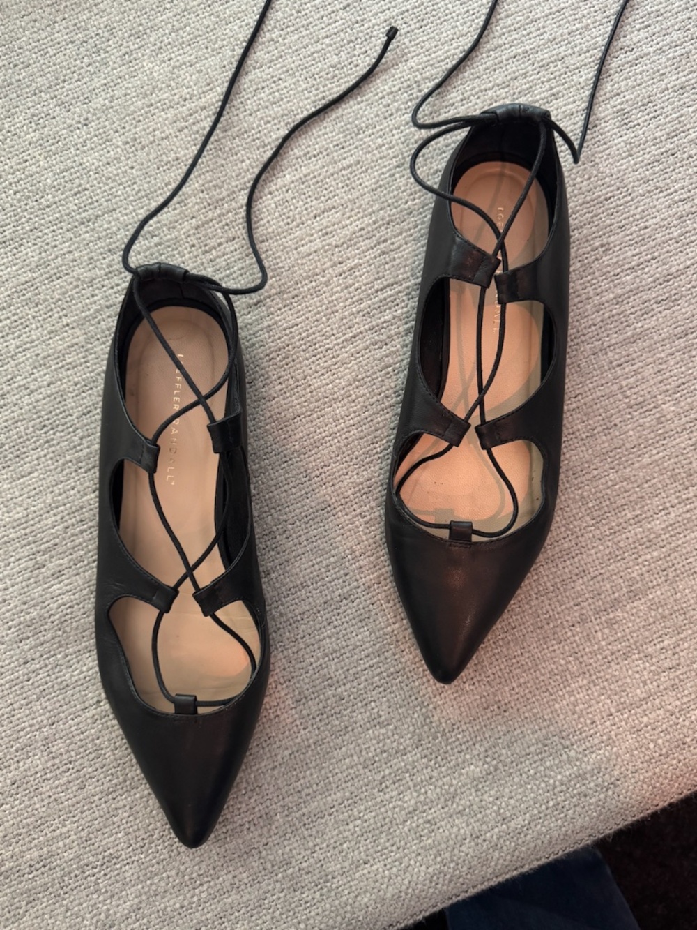 Black Ankle-Wrap Ballet Flats